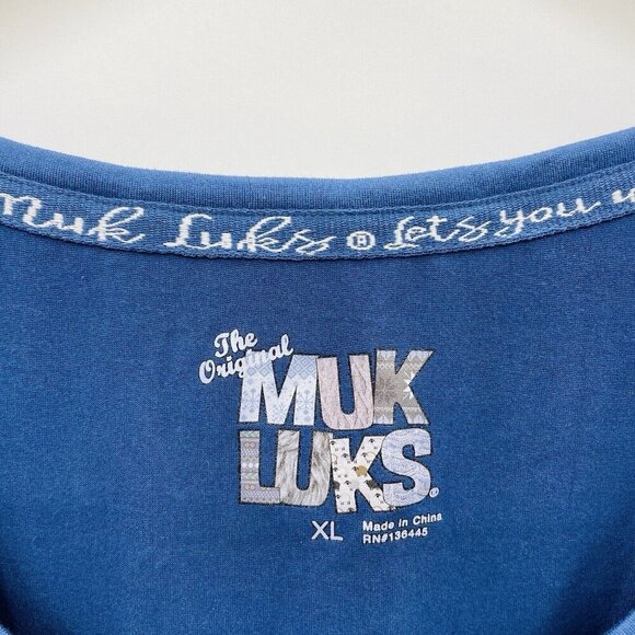 Muk Luks Womens Size XL Short Sleeve Soft Pajama Sleep Shirt in Blue 1576 - Picture 5 of 8